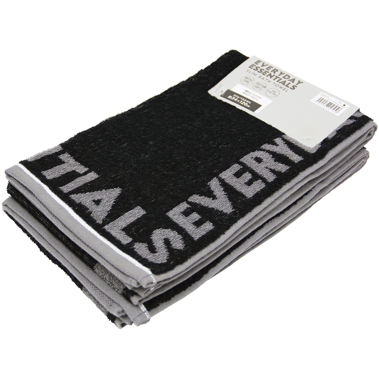Полотенце для ванны Hayashi 34 x 120 Essentials Логотип Набор SN432530 Тонкое, Прибл.. см, Отель, 2, Черный, чёрный