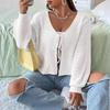 Early Autumn Casual Lace-up, Cut-out Long-sleeved Knitted Sweater, Cardigan for Women