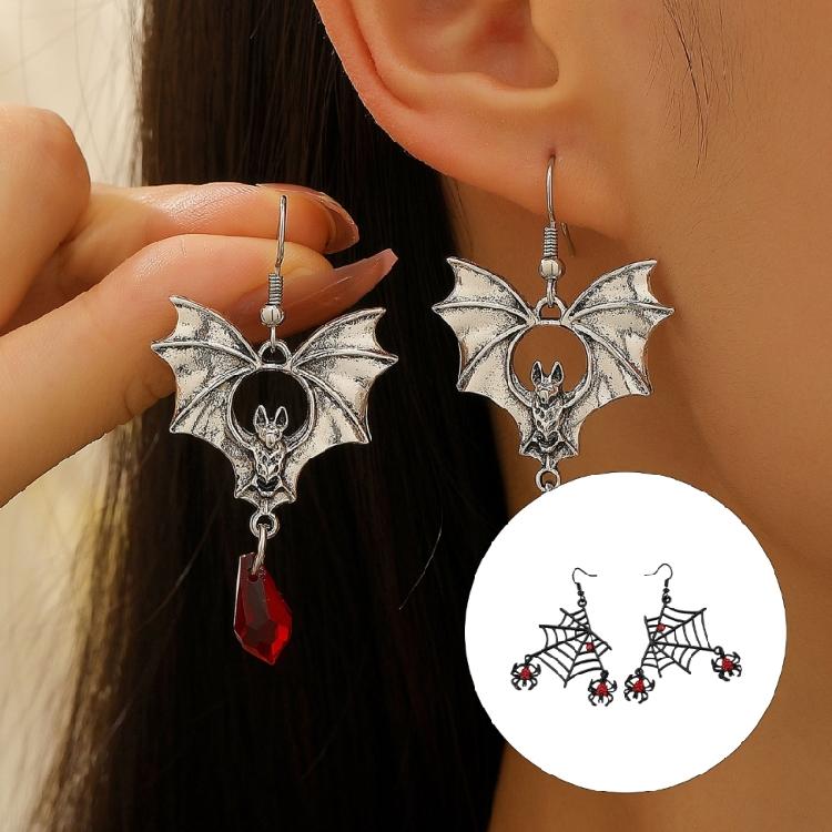 Halloween Inspired Bat Spiders Pendant Earrings Gothic Jewelry For Women Alloy Accessories