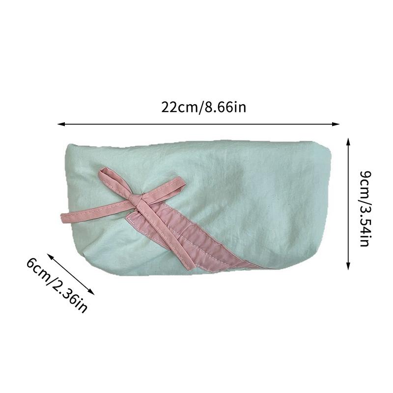 Ins Style Simple Fabric Pencil Case Bowknot Makeup Bag Large Capacity Storage Bag Stationery Pouch School Supplies Girls Gift