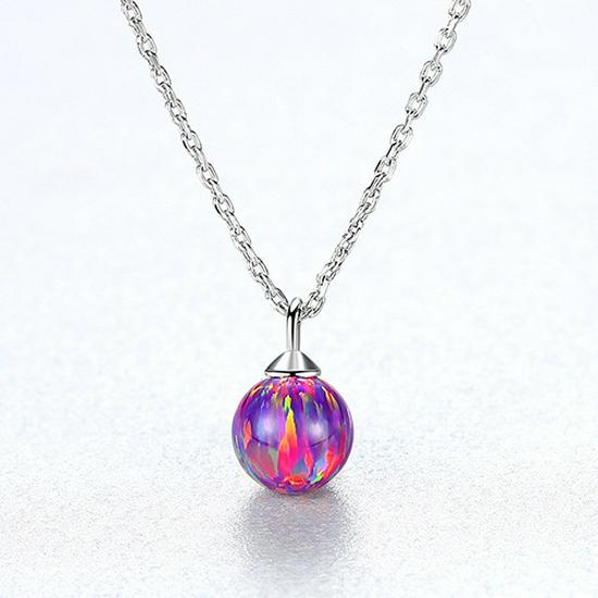 S925 Sterling Silver Korean Style Opal Pendant Necklace for Women