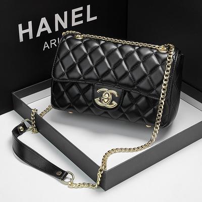 Genuine Leather Rhombus Chain Bag Trendy Versatile High-end Sheep Pattern Large-capacity Messenger Bag New