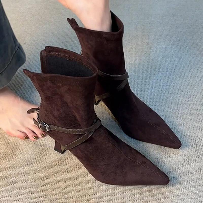 Fashion Ankle Boots for Women High Heels Pointed Toe Fashion Shoes Winter Dress Elegant Pumps 2025 New Designer Luxury Botas De Mujer
