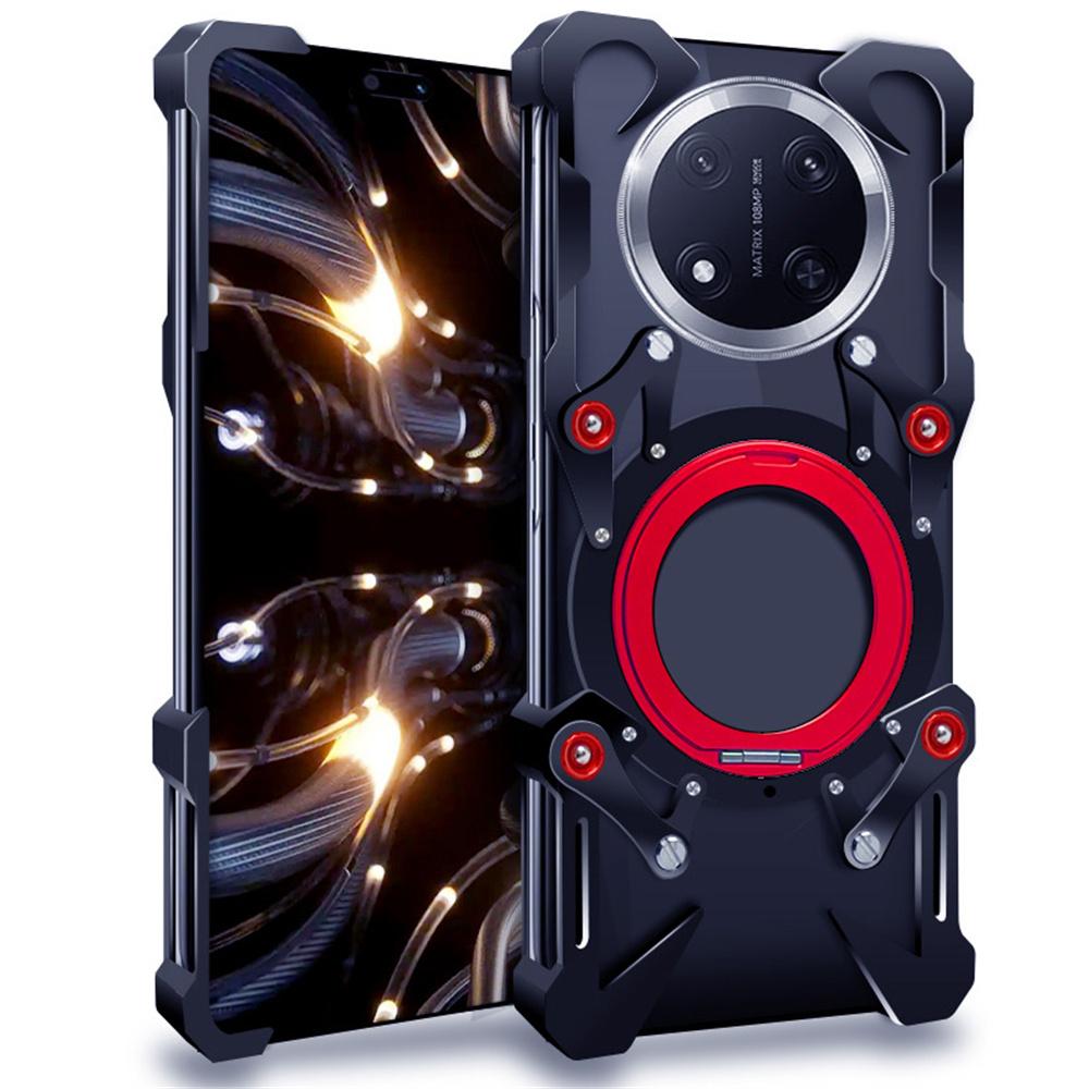 For Honor X60 Pro 5G Bumper Case Kickstand Aluminum Alloy Magnetic Phone Cover with Wrist Strap