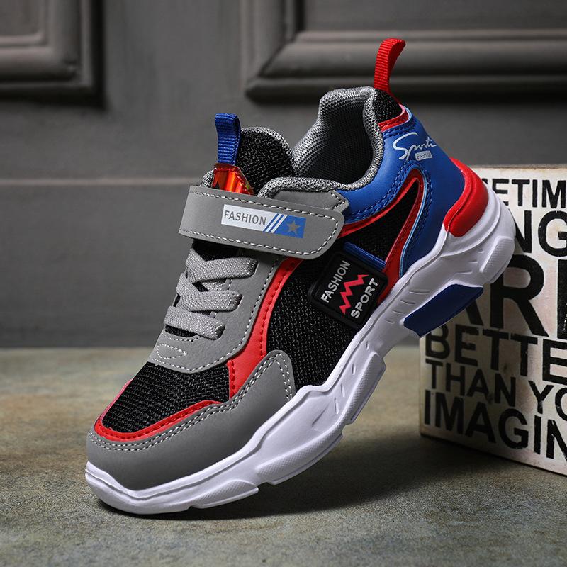 Student soft-soled running shoes children's sports shoes boys' shoes medium-sized older boys' spring and autumn breathable single pair of mesh shoes