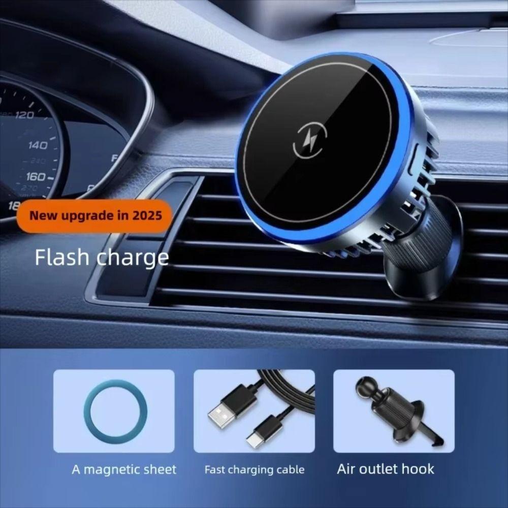 15W Fast Charging Magnetic Wireless Charger Magnetic Cooling Car Phone Mount Vehicles Use