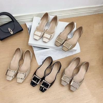 Pas les pieds fatigués ! Chaussures à boucle carrée à talon unique, à bout peu profond et à enfiler, chaussures Mary Jane ajourées