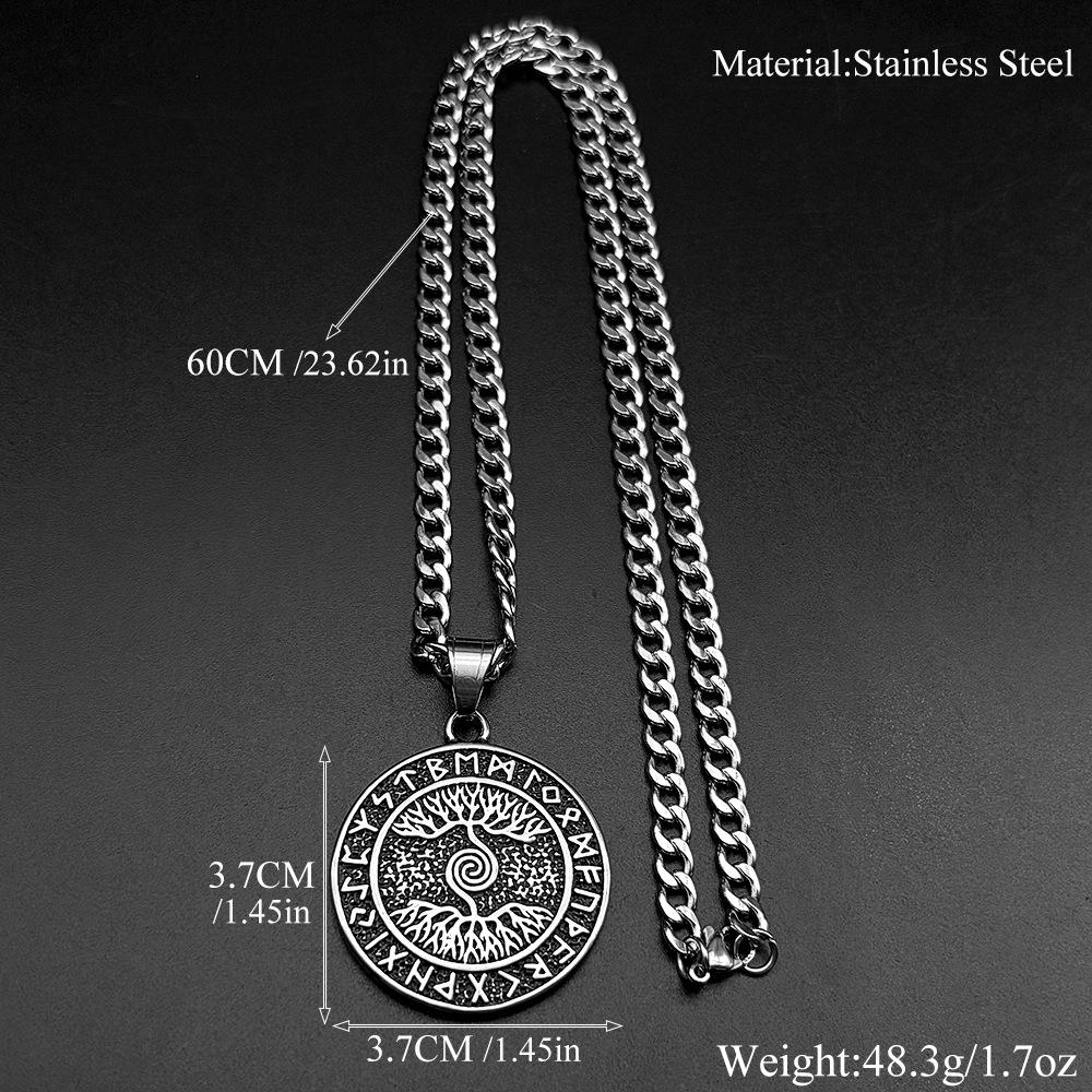 Edelstahl Lebensbaum Halskette mit rundem Runen-Anhänger Anlaufgeschützter Schmuck Geschenk für Frauen Männer