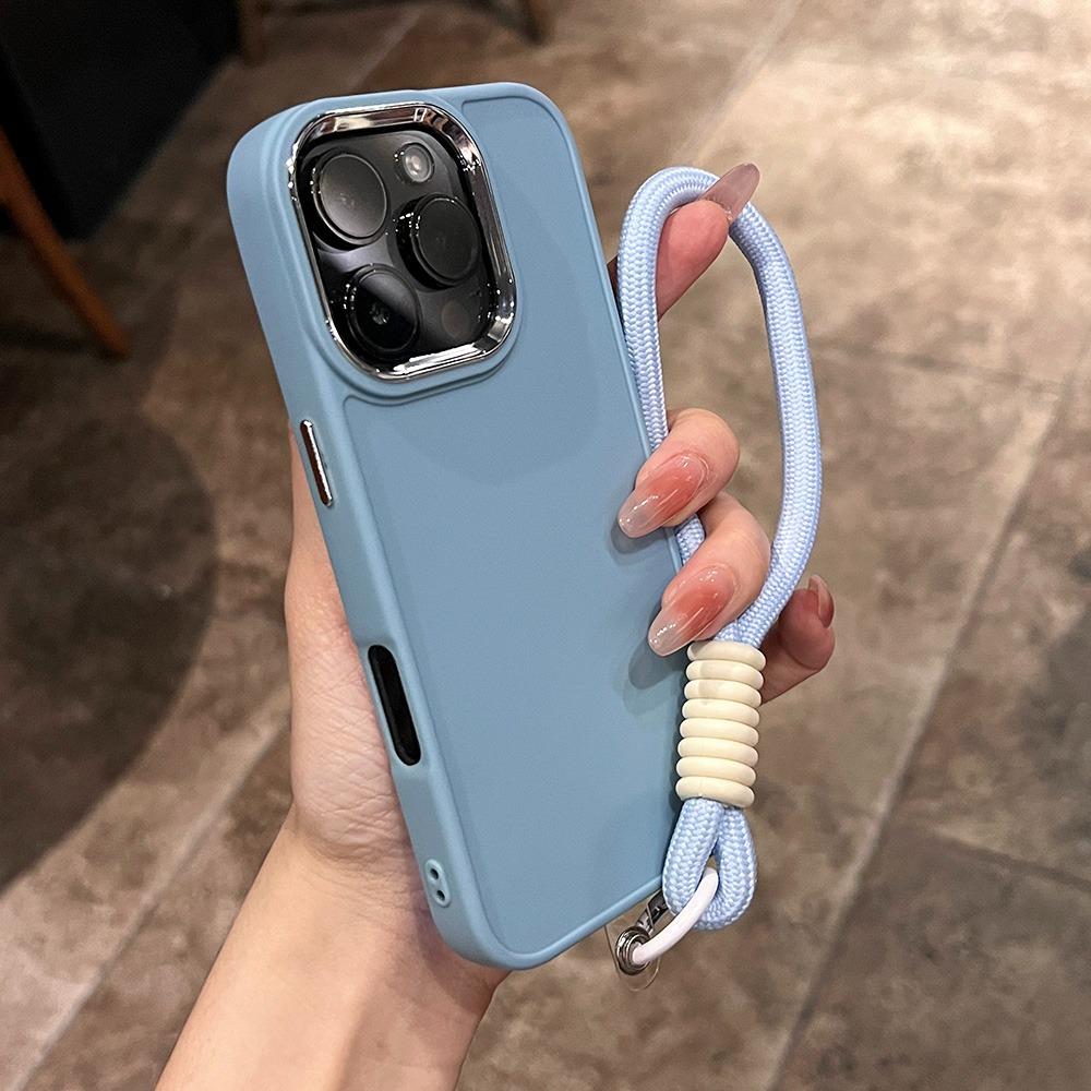 Luxury Soft Silicone With Lanyard Phone Case For iPhone 11 12 13 14 15 16 Pro Max Plus Shockproof Bumper Cases Cover