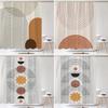 Badezimmer Abstrakte Linien Bohemian Duschvorhang Mittelalterliche Minimalistische Kunst Polyestergewebe Duschvorhang 180x180CM mit 12 Haken