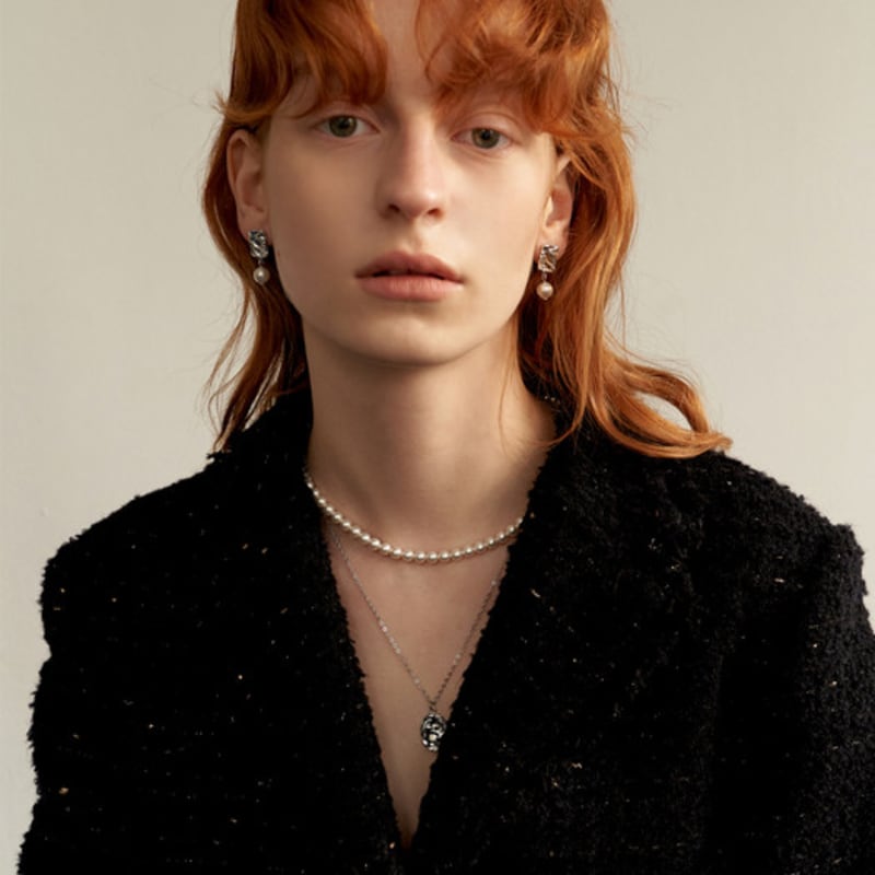 leeENoir Dot Toggle Pearl Necklace (2color)