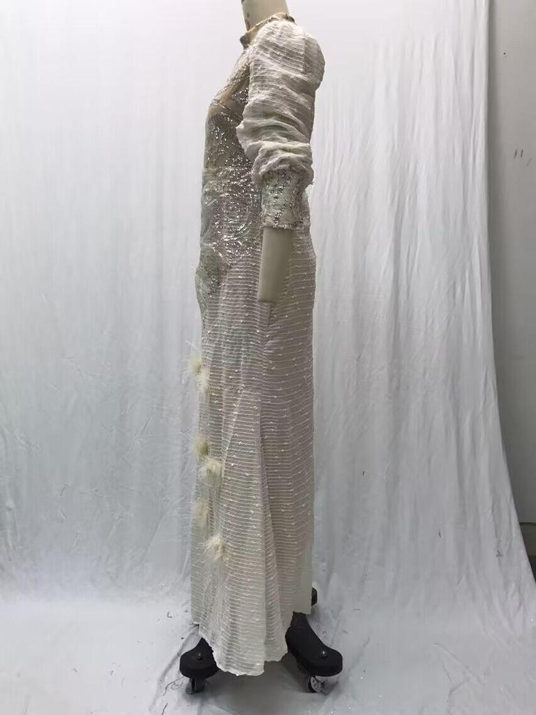 2025 V-Neck Gold Feather Princess Evening Dress