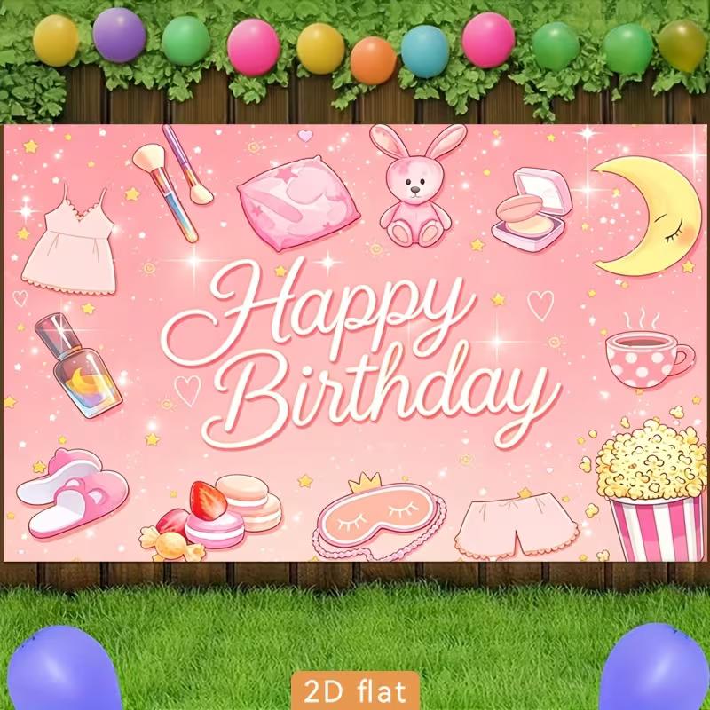 

2D Blush Pink Flower Arch Happy Birthday Backdrop Banner with Butterflies 47.2x31.5inch/120*80cm