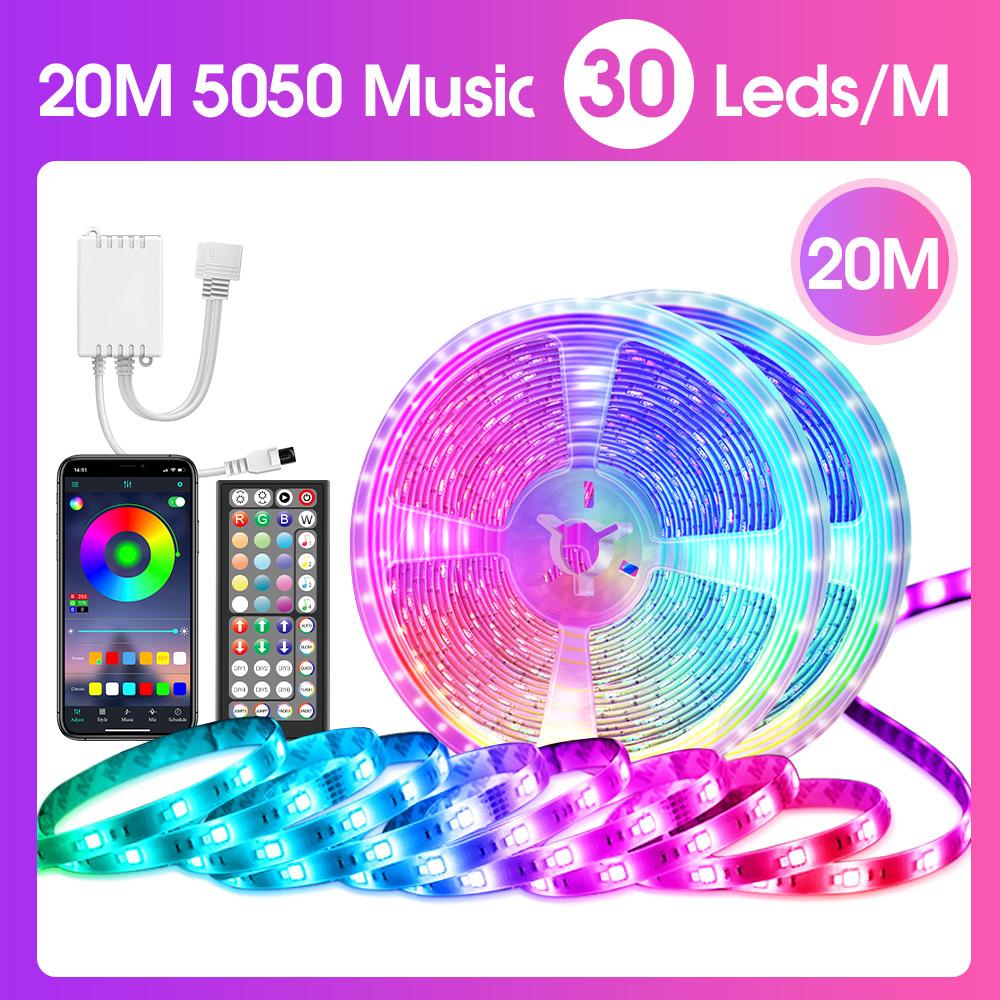 5050 RGB Led Strip Lights DC12V with 44-key Remote & APP Control, Music Sync Colorful Tape for Room Christmas TV Backlight Band