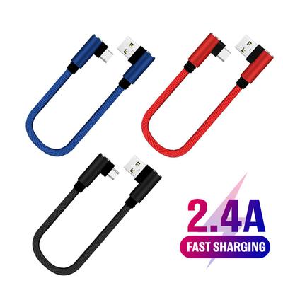 25 cm kurzes Schnellladekabel, Doppelwinkel 90 Grad, USB C, Micro USB Typ C für Smartphones, Tablets, kurzes Ladekabel