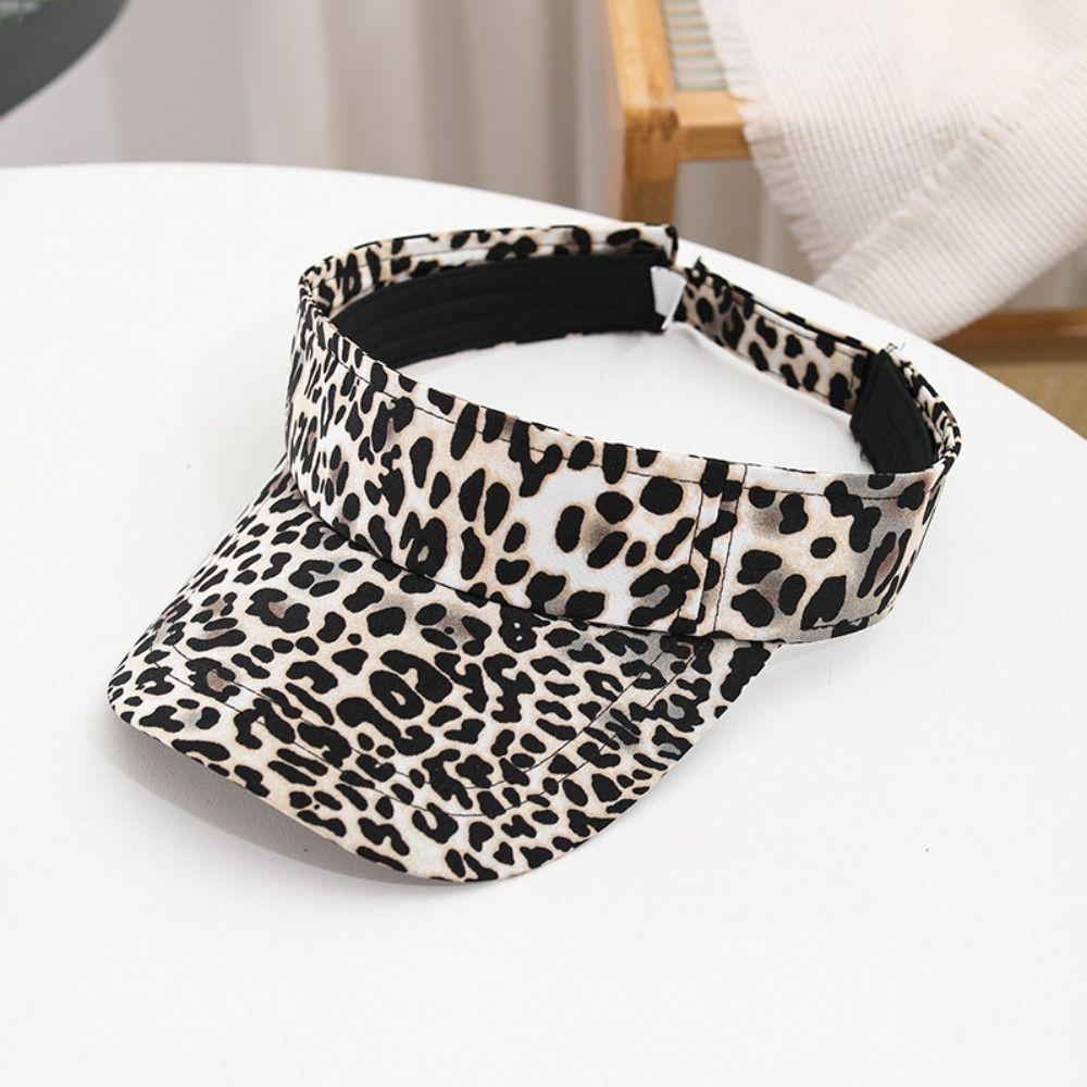 Empty Top Leopard Print Sun Hat Anti-UV Women Sunshade Hat Adjustable Sun Protection Hat  Ladies
