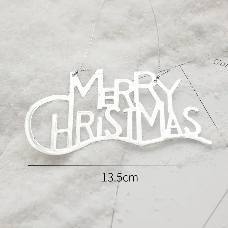 

Silver Three Dimensional Letter Card Golden Iron Christmas Tree Ornament for Festive Holiday Decoration and Easy Setup