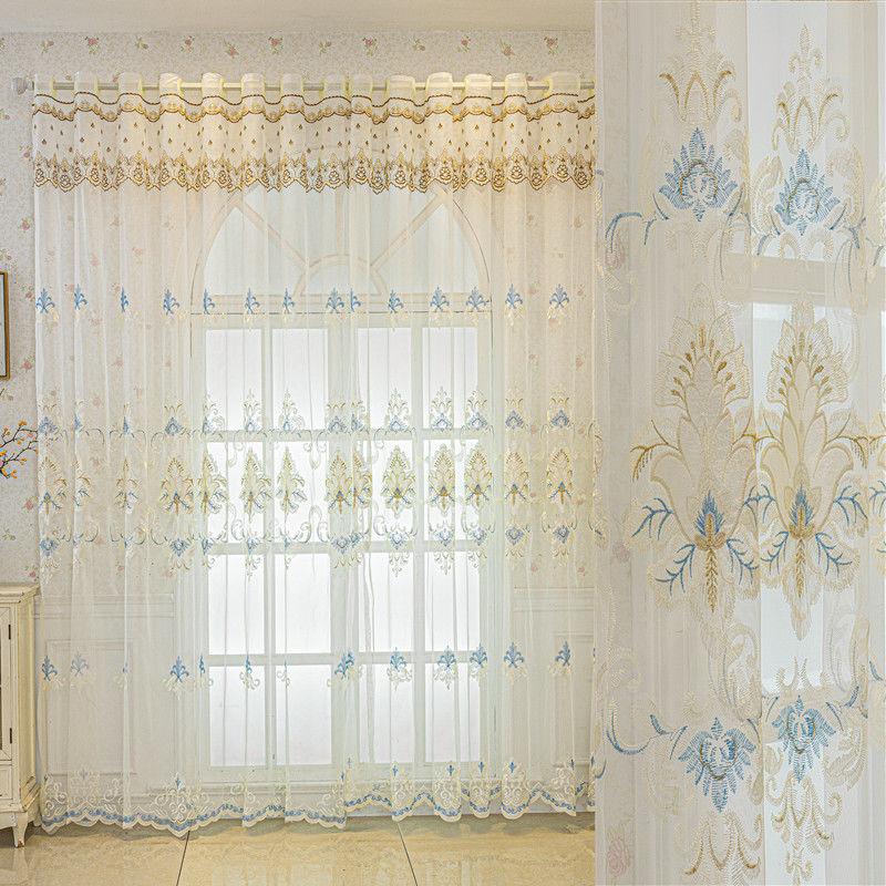 European Embroidery Curtain Curtain Floor To Ceiling Window Balcony Screen Bedroom Embroidery Window Screen 170*270CM