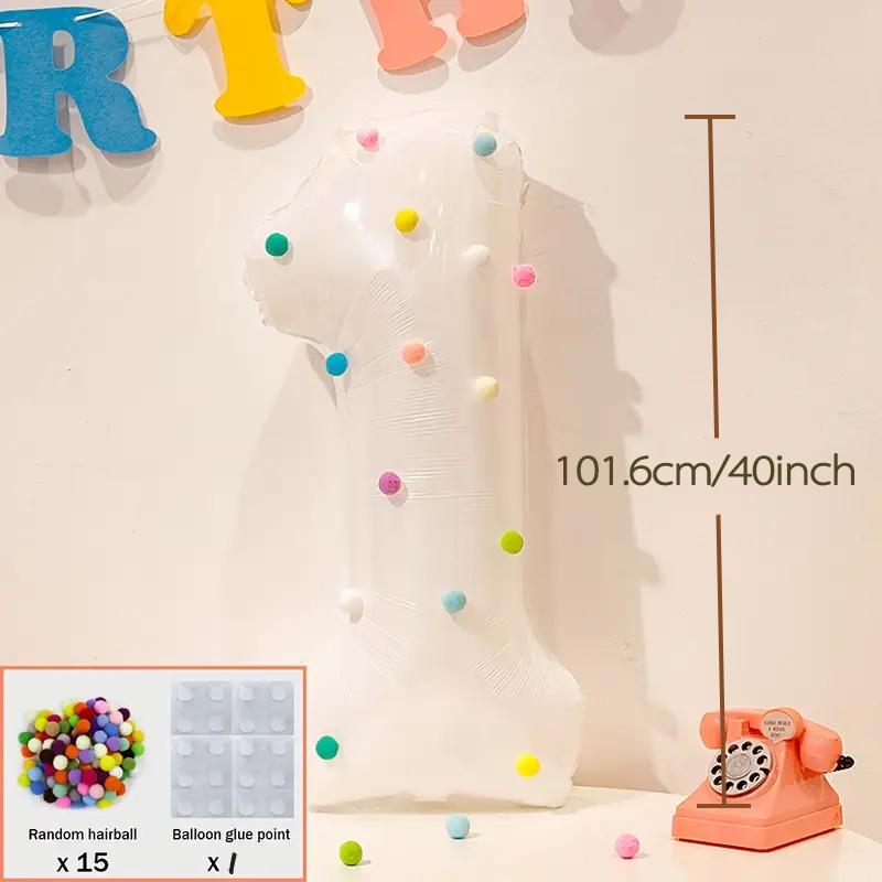 

40 inch white digital balloons (1-9) DIY colored felt balls for birthday parties, anniversaries, graduation decorations 40inch