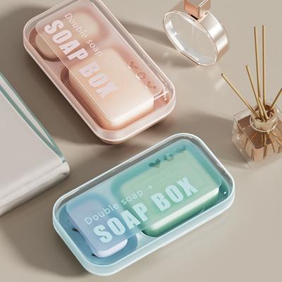 Creative Drainage Double Soap Dishes Transparent With Cover Soap Storage Box Waterproof Large Soap Holder Bathroom Travel