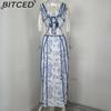 BITCED Women's Strapless Dress: Elegant Print Casual Tie-Waist Crop Top Sexy Dress