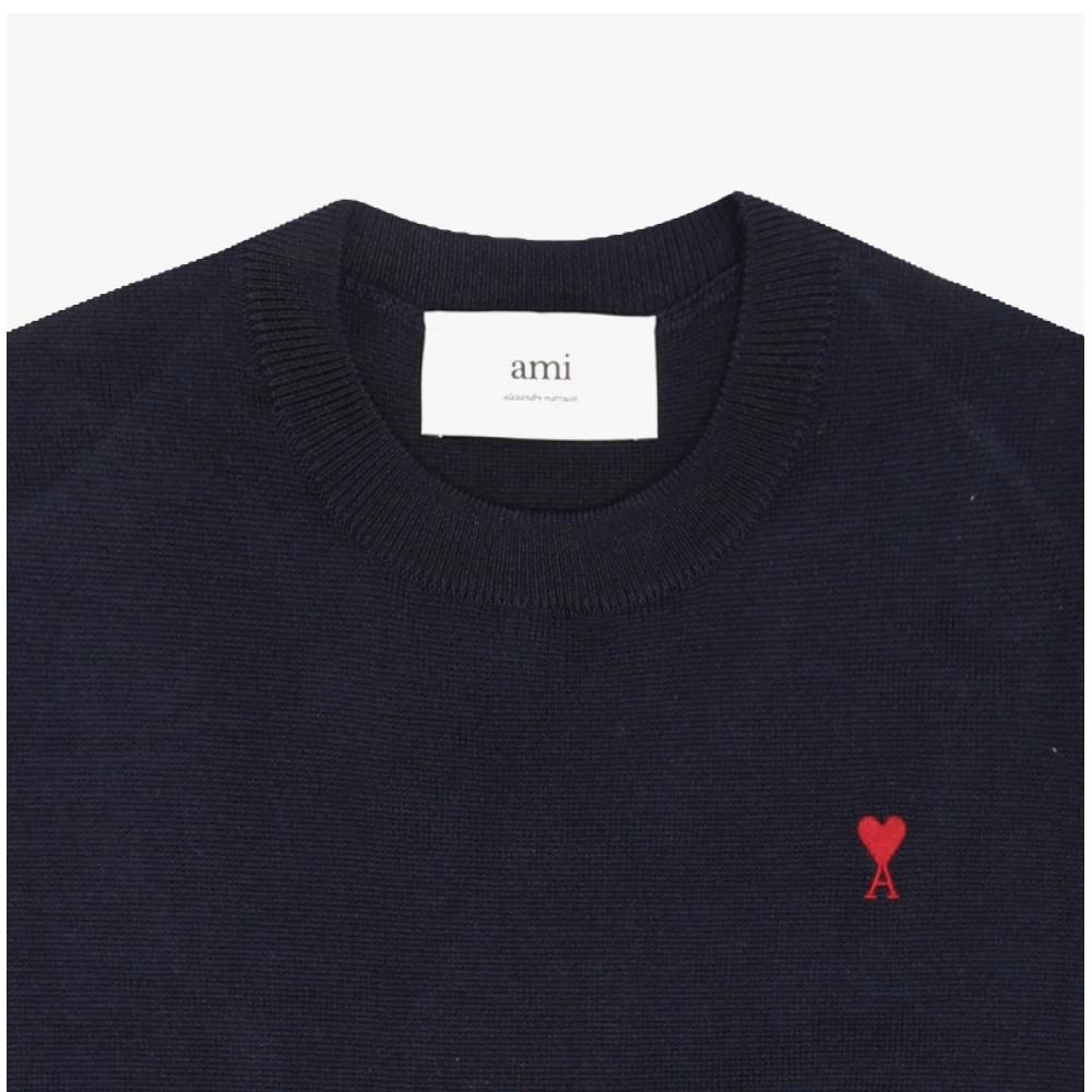 Ami Men S Knit Small Heart Logo   hkS826 001 414