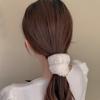 White Plush Hair Ring Elastic Band Headband with Ball - Autumn/Winter Accessories for Women