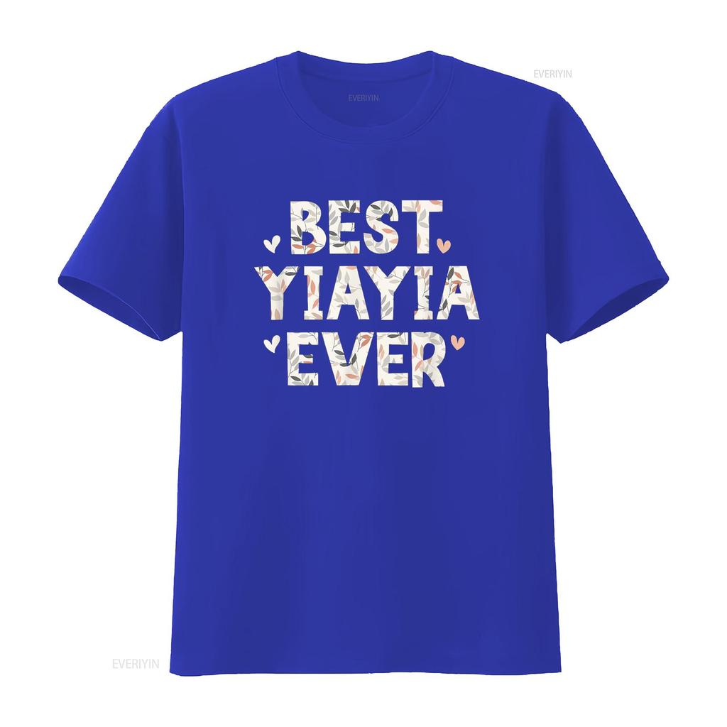 Best YiaYia Ever Floral Family Love Hearts Yia T Shirt Vintage Washed Breathable Stylish Streetwear Stretched Homme Graphic