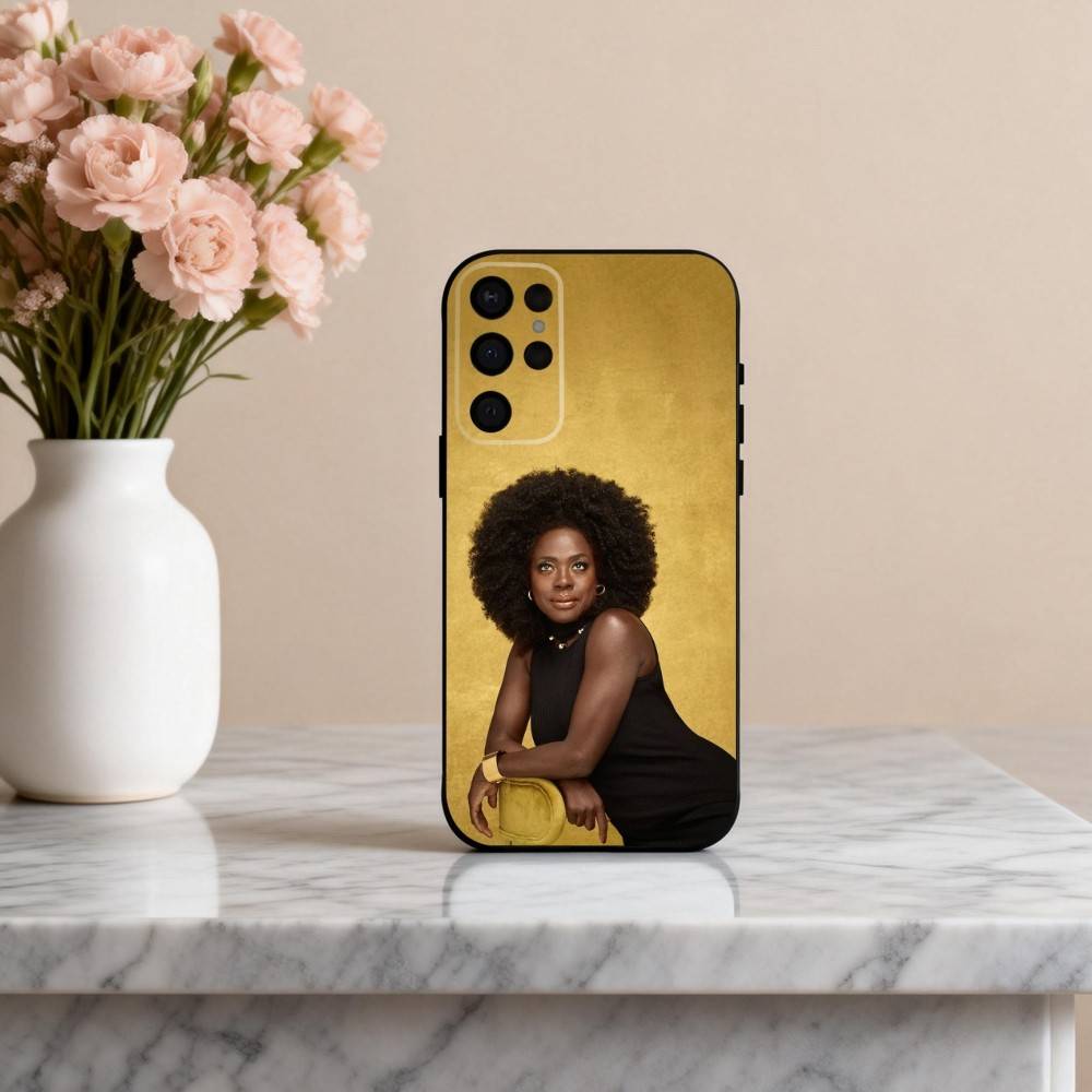 

Edgy V-Viola D-Davis Actress Phone Case For Samsung S25,24,23,22,30,21,10,9,Ultra,Plus,Lite,FE,4,5 G Soft Black Case Samsung S23plus5G