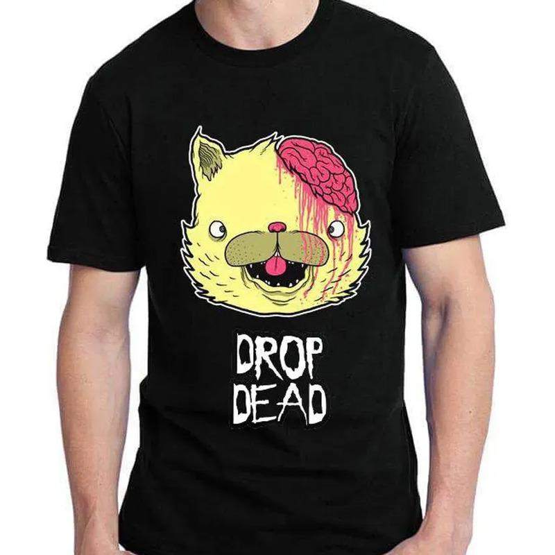 Camiseta Drop Dead Con Estampado De Cerebro De Gato De Zombi S