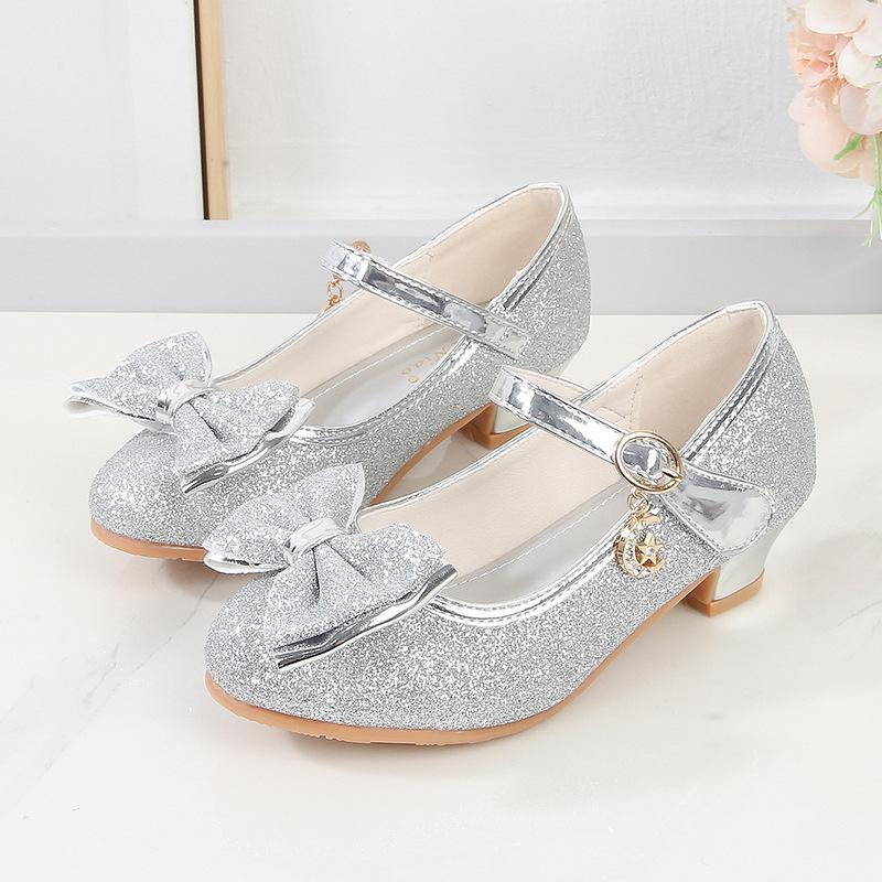 Girls princess high heels 2026 spring and autumn new little girl crystal leather shoes children single shoes primary and secondary school students