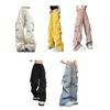 Women Pants Elastic Waist Adjustable Drawstring Wide Leg Casual Trousers Multi Pockets Design Cargo Pants