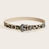 New Retro Carved Imitation Horsehair Leopard Print Fashionable Dopamine Western Buckle Belt for Women's Waist Belt