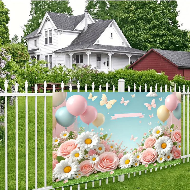 1PC, pink yellow balloon and sunflower background, no electricity required, home, office, outdoor, party decoration
