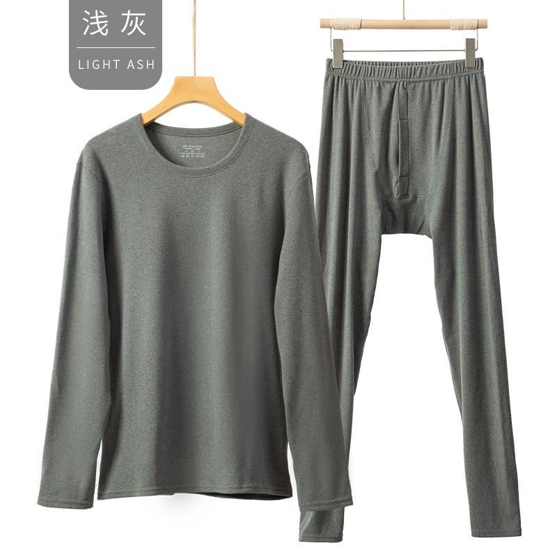 Thermal Base Layer Set Men Women Warm Fleece-Lined Long Sleeve Top Pants Soft Double-Sided Brushed Cotton Blend