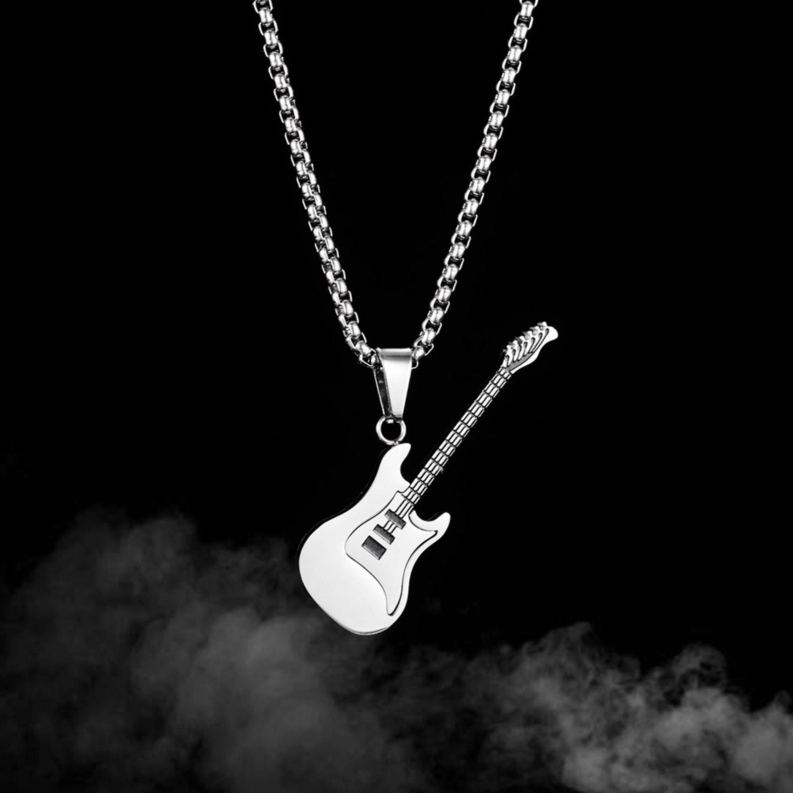 

European And American Hip Hop Guitar Pendant Street Classic Titanium Steel Necklace B
