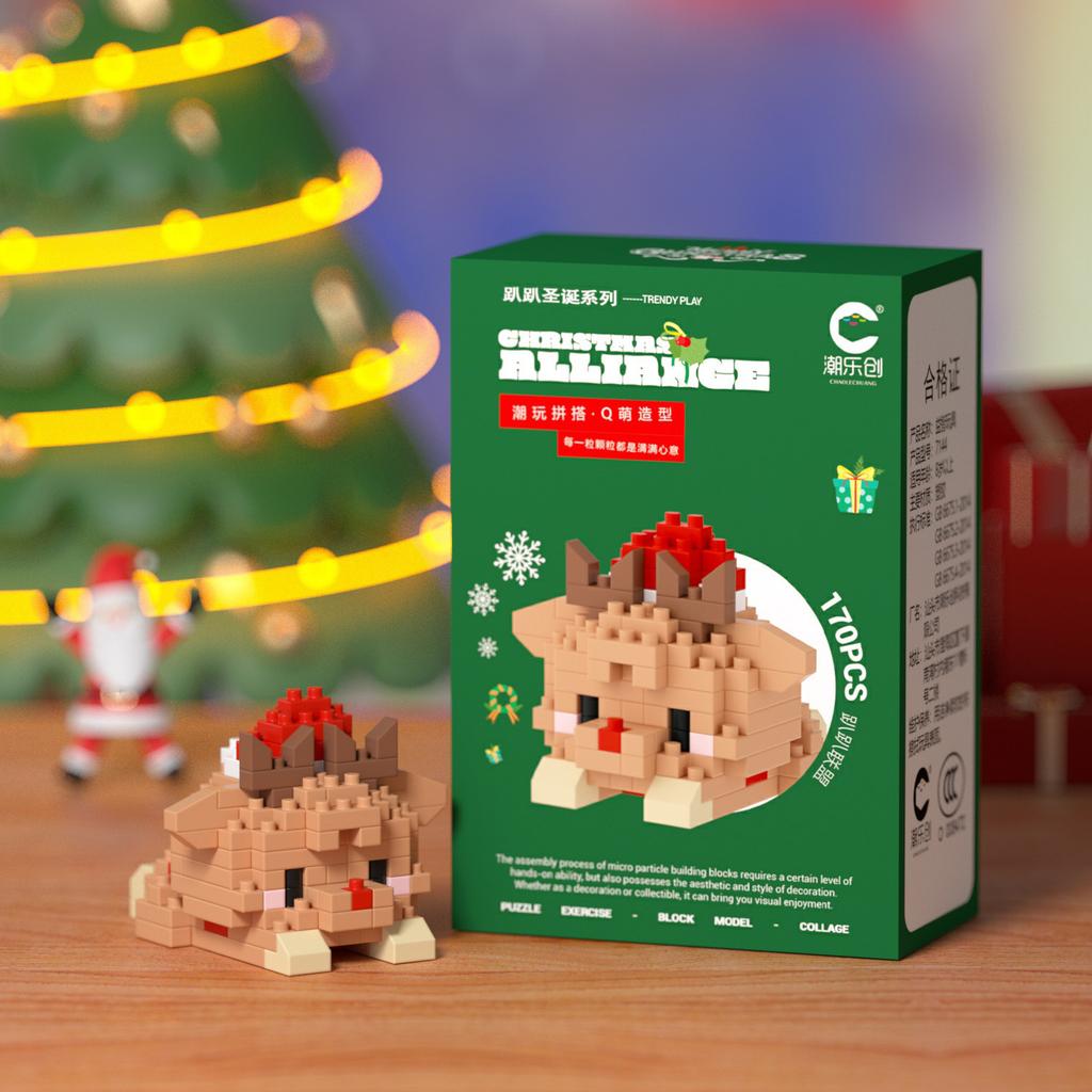 Non-Toxic 33 Style Cartoon Santa Claus Snowman Wishing Tree Apple Candy House Building Blocks City Compatible Diy Toys Children'S Gifts