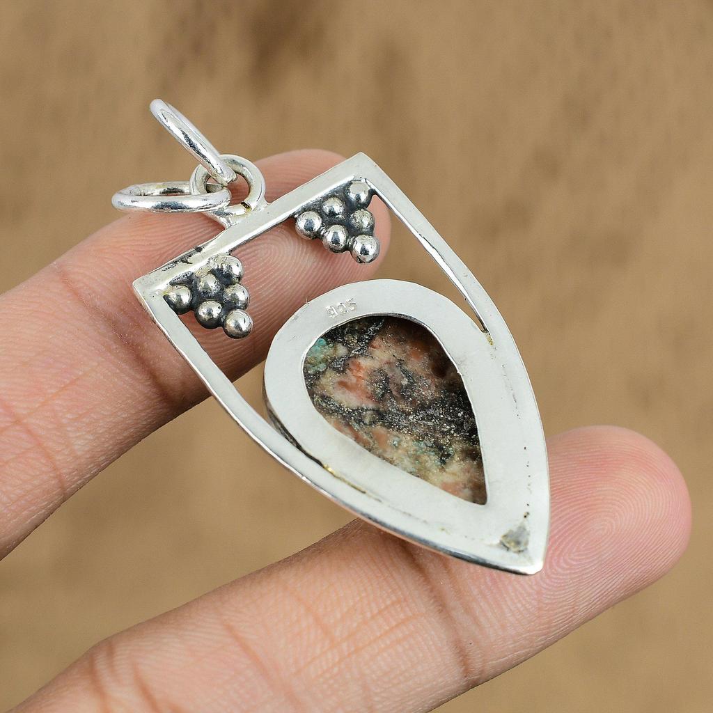 Birthday Gift For Her Natural Butterfly Jasper Gemstone Pendant 925 Silver