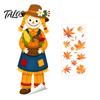 Non Adhesive Window Decals Fall Clings, Autumn Scarecrow Maple Leaf Stickers, Reusable Double-Sided Removable Pumpkin Clings Static PVC Glass