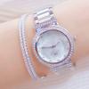 BS Bienen Schwester Gold Strass Damen Uhr Berühmte Luxus Top Marke Edelstahl Wasserdicht Damen Kristall Quarz Armbanduhr