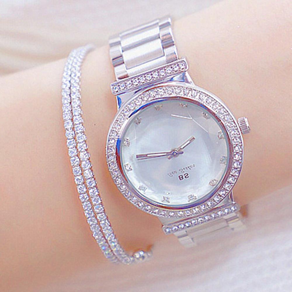 BS Bienen Schwester Gold Strass Damen Uhr Berühmte Luxus Top Marke Edelstahl Wasserdicht Damen Kristall Quarz Armbanduhr