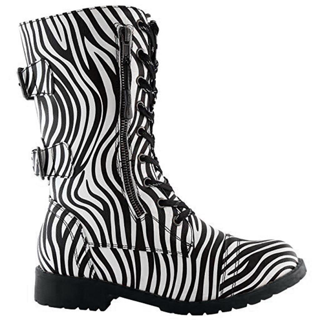 

Женские ботинки в стиле милитари с зимним узором 36 белый