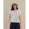 INMAN French Lace Flutter Sleeve Ruffle Collar Blouse