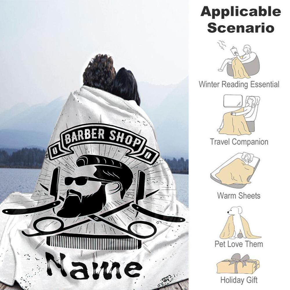 Haircut77 Customize Text Blanket Cozy Personalized Blanket Warmthful Decor Great for Chair Office Bed Seaside All-Season Use