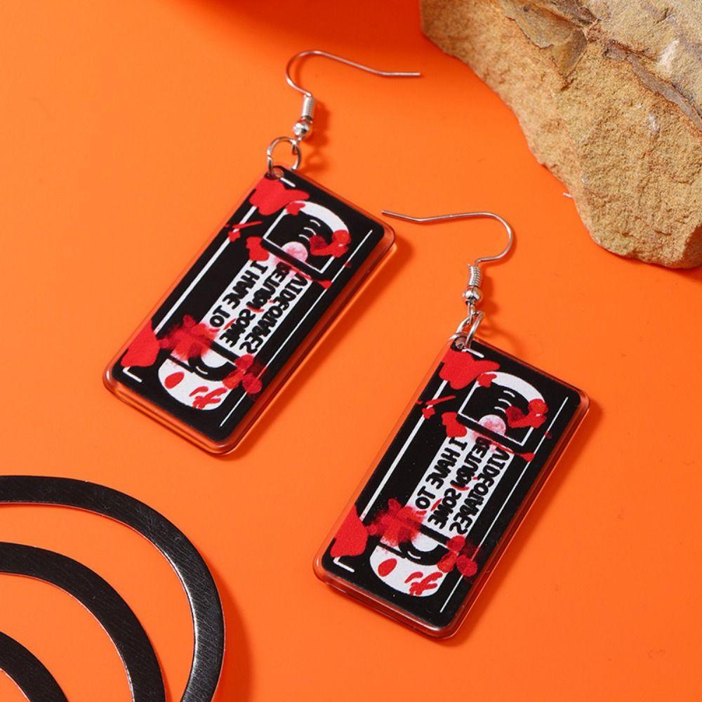 Ghost Funny Dangle Earrings Drop-shaped Dark Skull Earrings Halloween Acrylic Earrings  Girls