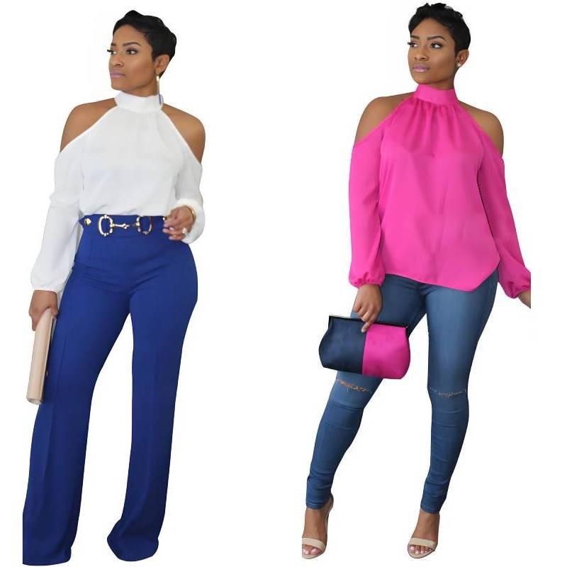 Elegant Ym-8202 Womens Long Sleeve Chiffon T-shirt In Soft Solid Colors For Sweet Style