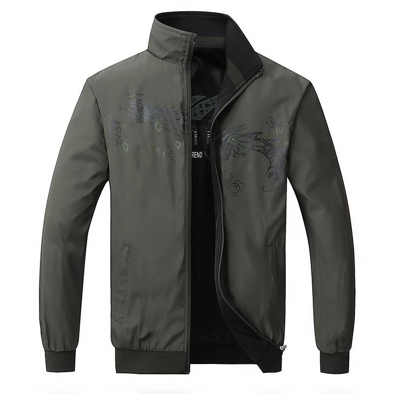 Men's Reversible Windproof Jacket: Double-Sided Wear, Casual, Loose Fit, Plus Size, Single-Layer for Spring & Autumn.