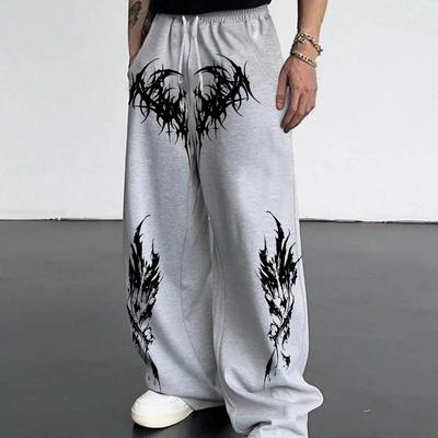 Y2K Tepláky Gotický Potisk Volné Vysoký Pas Široké Nohavice Unisex Sportovní Kalhoty Ležérní Dlouhé Kalhoty Outdoor Streetwear Unisex