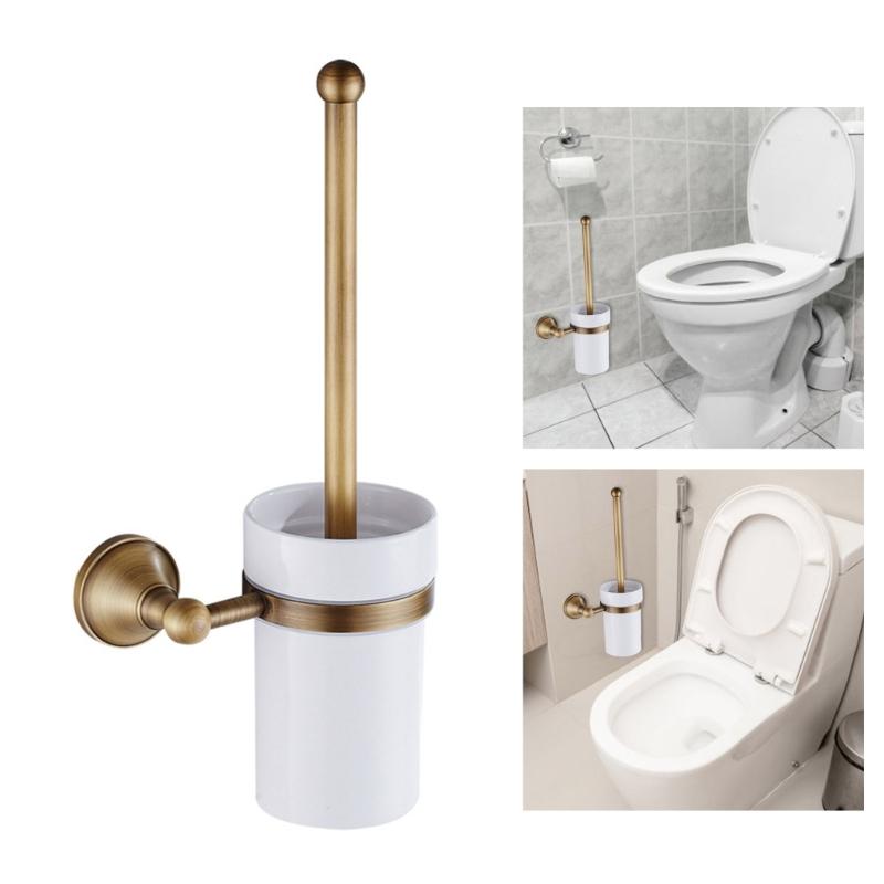Vintage Wall Mounted Toilet Brush Holders Elegant Design Ergonomic Handle Toilets Brushes Stand Upgrades for Bathroom