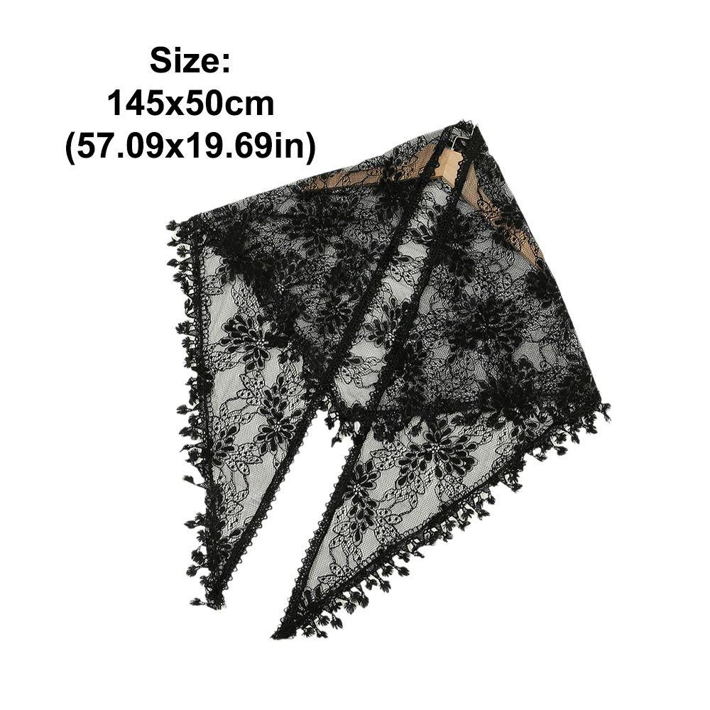 Casual Vintage Lace Flower Hair Scarf Shawl Thin Chic Style Bandanas for Women Cute Bohemian Triangle Head Scarf Pastoral Style